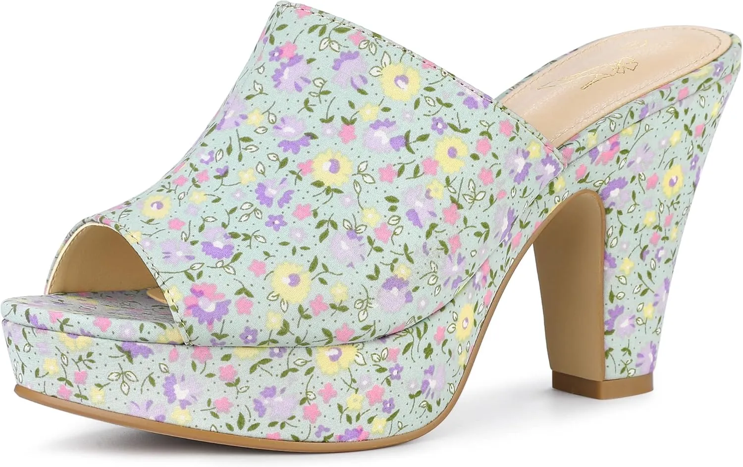 Perphy Platform Floral Chunky Heel Slides Sandals for Women