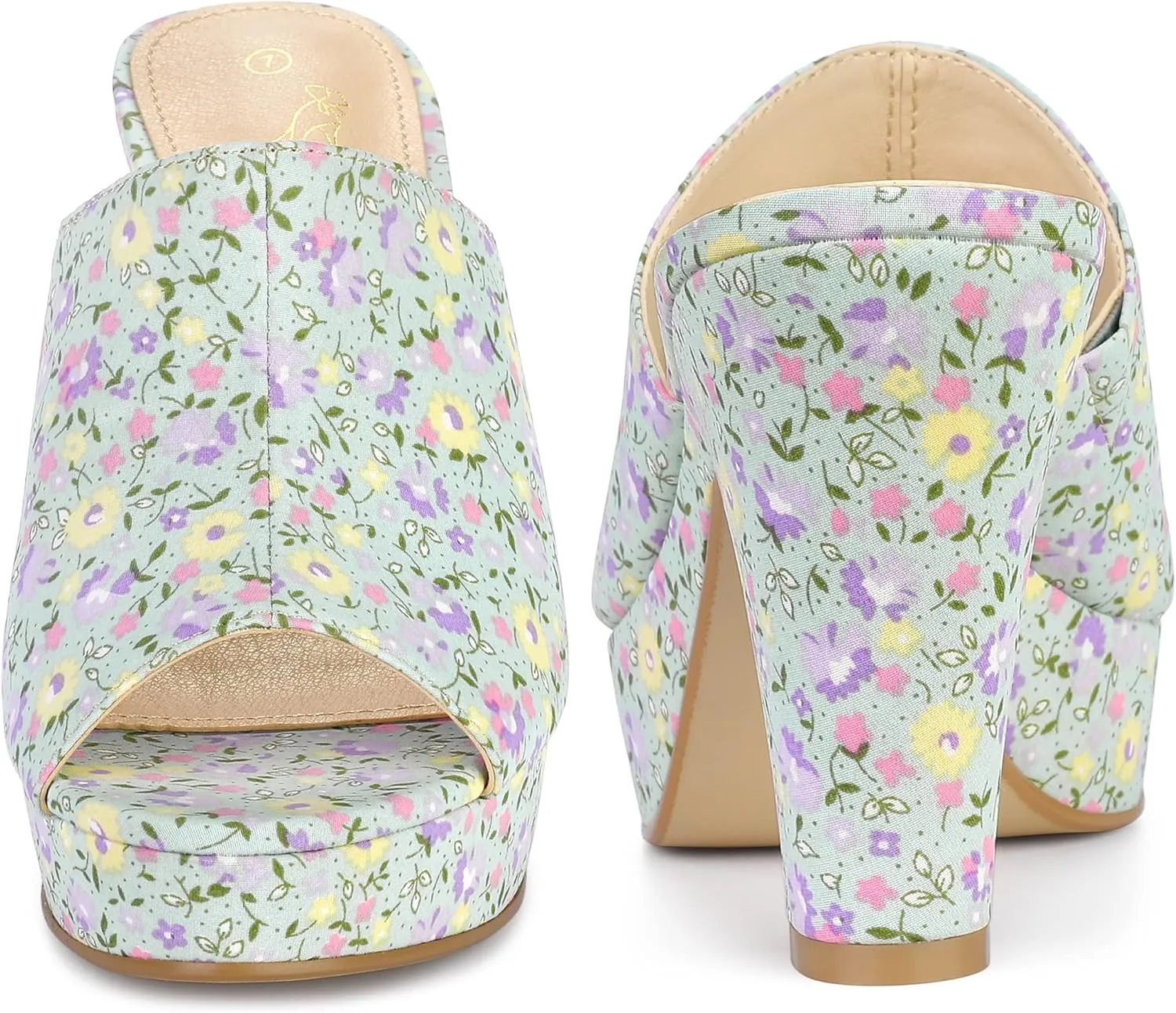 Perphy Platform Floral Chunky Heel Slides Sandals for Women