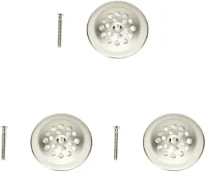 PF WaterWorks Bathtub/Bath Tub Drain Shoe Grid/Strainer Cover with Matching Screw;Brushed Nickel; PF0915-BN (Pack of 3)