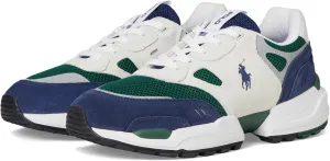 Polo Ralph Lauren, Men, Jogger Suede & Mesh Sneaker, Navy/Bianco/Green, 10, Medium
