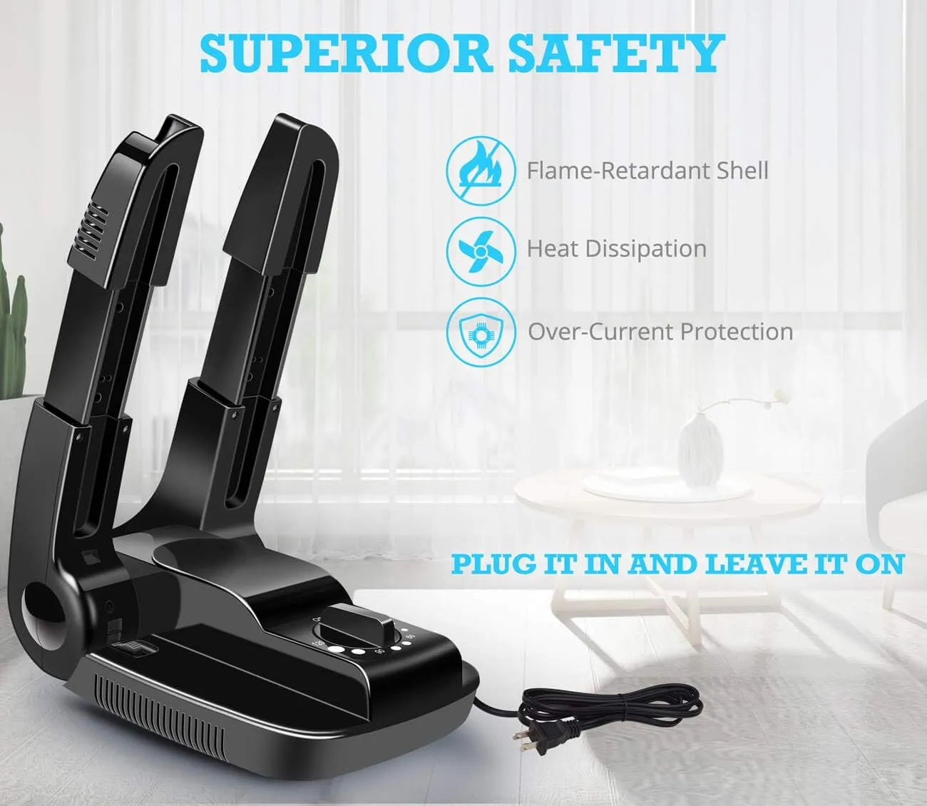 Portable Electric Shoe Glove Boot Dryer Warmer with Folding and Drying Rack