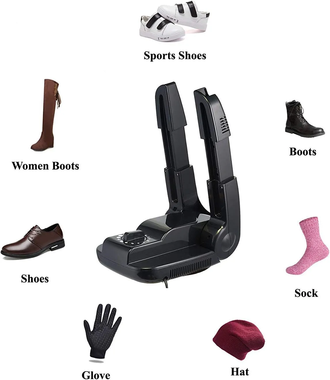 Portable Electric Shoe Glove Boot Dryer Warmer with Folding and Drying Rack