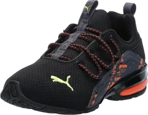 PUMA Cross Training Shoes Axelion Mesh Sneaker, 1.5 US Unisex Little Kid, Black-Flame Flicker-Lime Smash