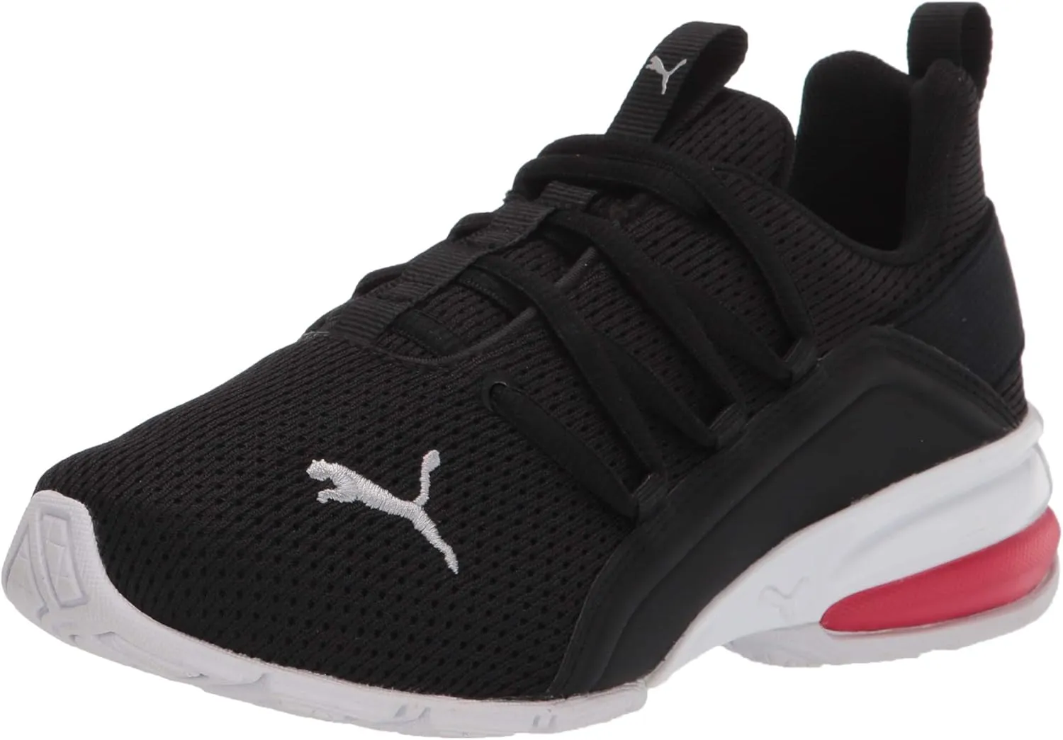 PUMA -Men's Axelion Mesh Sneaker Black Silver-High Risk Red, 1Little Kid