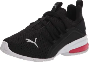 PUMA -Men's Axelion Mesh Sneaker Black Silver-High Risk Red, 1Little Kid