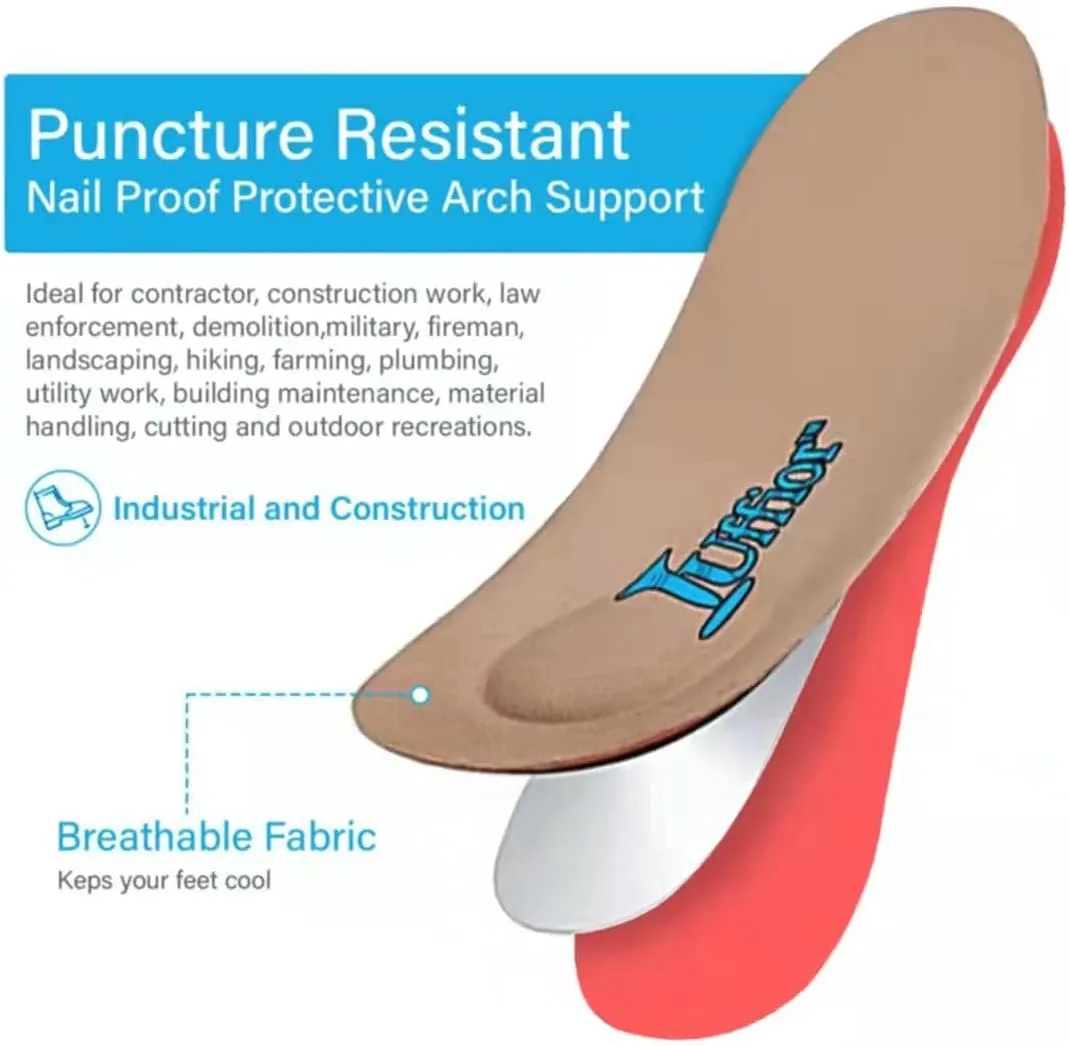 Puncture Resistant Flexible Steel Plate Nail Proof Arch Support Men & Women Supportive Insoles Inserts Personal Protective Equipment (PPE) Comfort Protection for Safety Work Shoes Boots (S)
