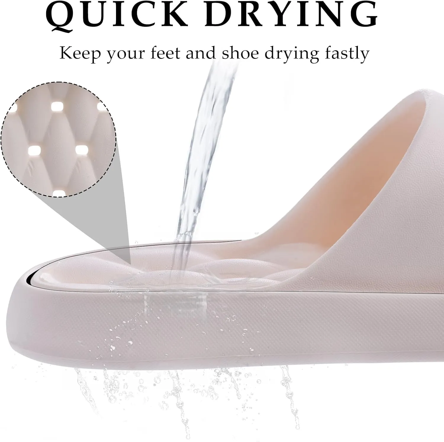 Quick Drying Shower Shoes Men Lightweight Shower Slippers with Drain Hole Soft Women Bathroom Slippers for Gym, Spa, Pool Anti-Slip Shower Shors Home Bathing Slipper Sandals