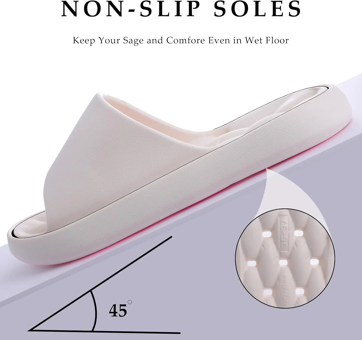 Quick Drying Shower Shoes Men Lightweight Shower Slippers with Drain Hole Soft Women Bathroom Slippers for Gym, Spa, Pool Anti-Slip Shower Shors Home Bathing Slipper Sandals