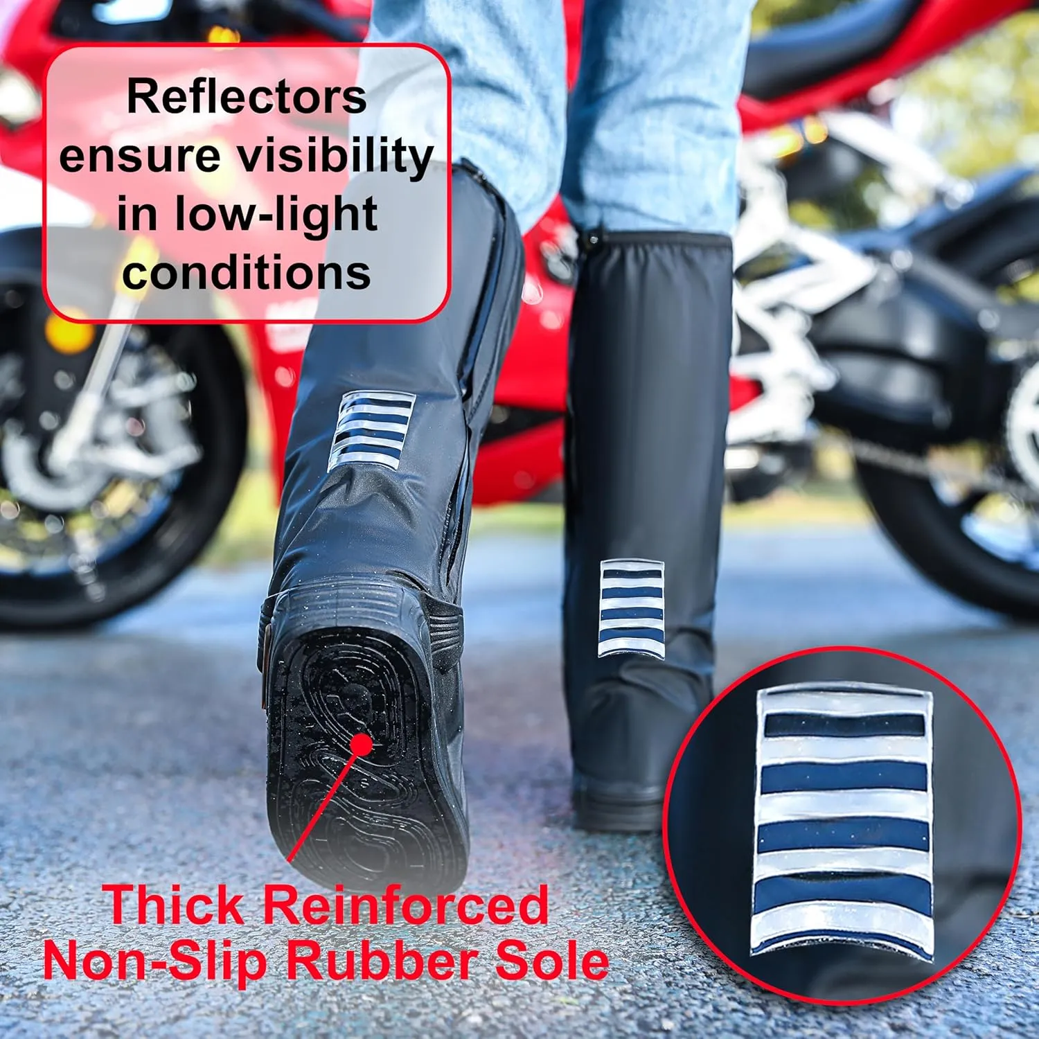 Rain Shoe Covers | Waterproof Shoe Covers for Men Women | Reusable Galoshes Overshoes (Black, Small)
