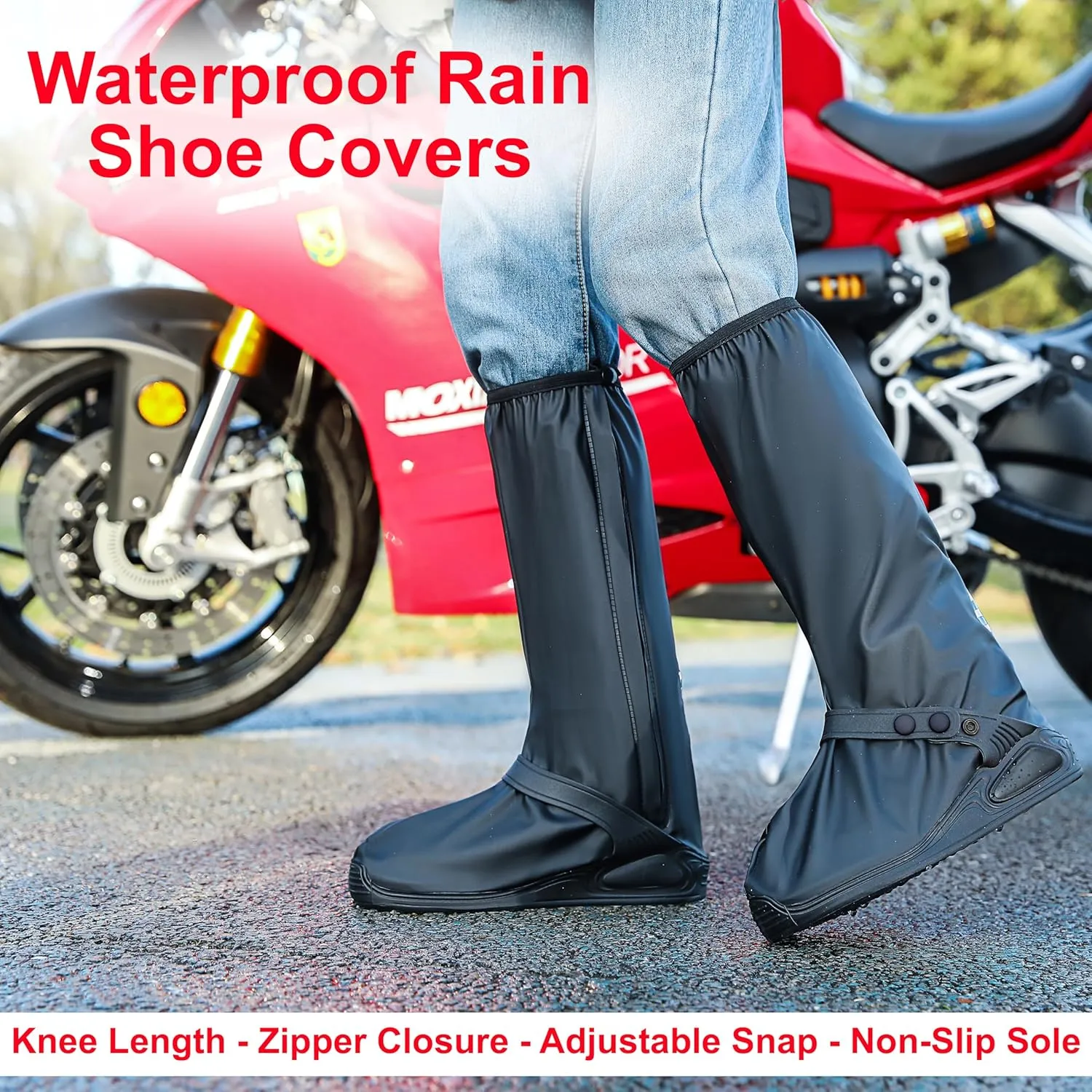 Rain Shoe Covers | Waterproof Shoe Covers for Men Women | Reusable Galoshes Overshoes (Black, Small)