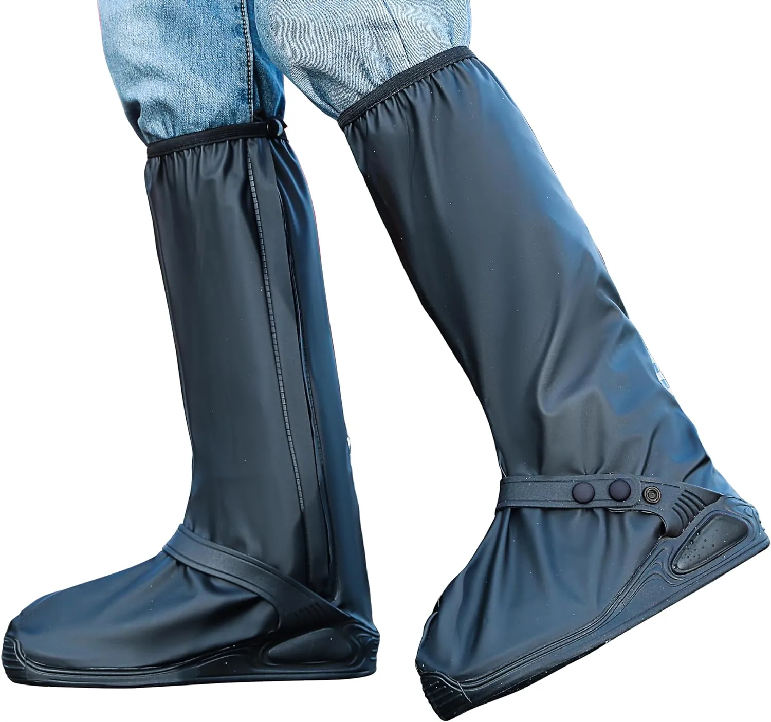 Rain Shoe Covers | Waterproof Shoe Covers for Men Women | Reusable Galoshes Overshoes (Black, Small)