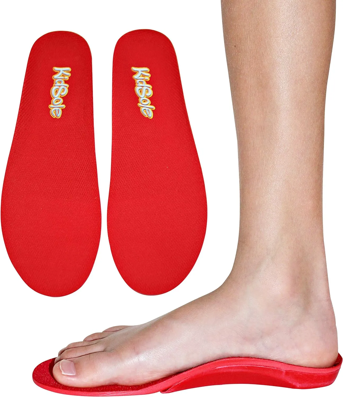 Red Orthotic Sports Insole by KidSole - Lightweight Soft & Sturdy Orthotic Technology for Active Children with Flat Feet and Other Arch Support Problems (US Kids Sizes 2-3.5 (22 CM))