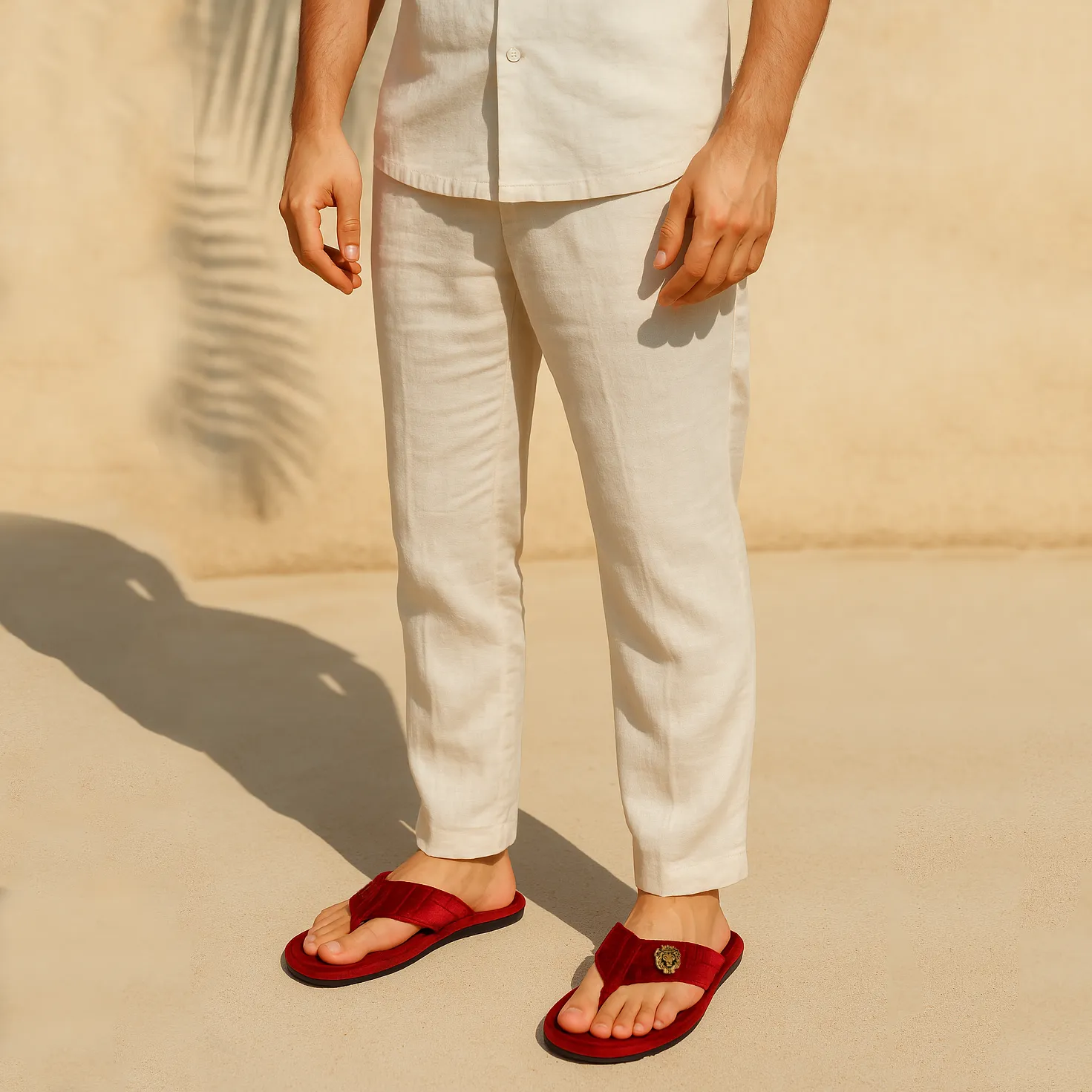 Red V-Strap Velvet Slippers