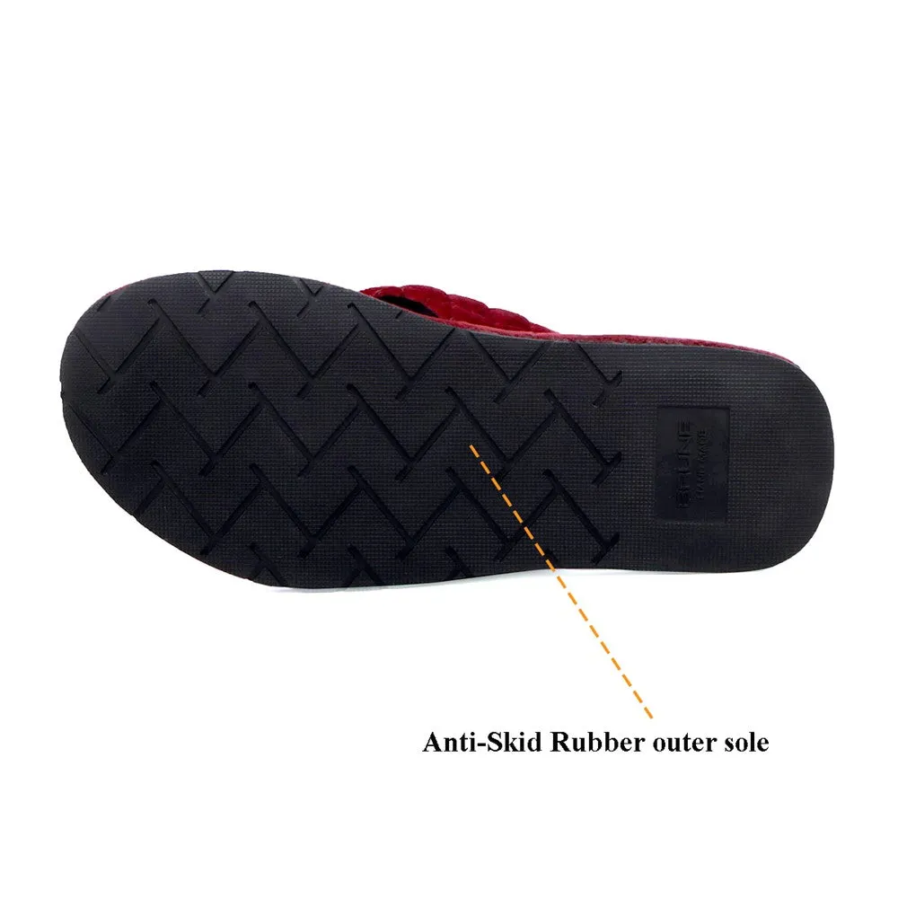 Red V-Strap Velvet Slippers