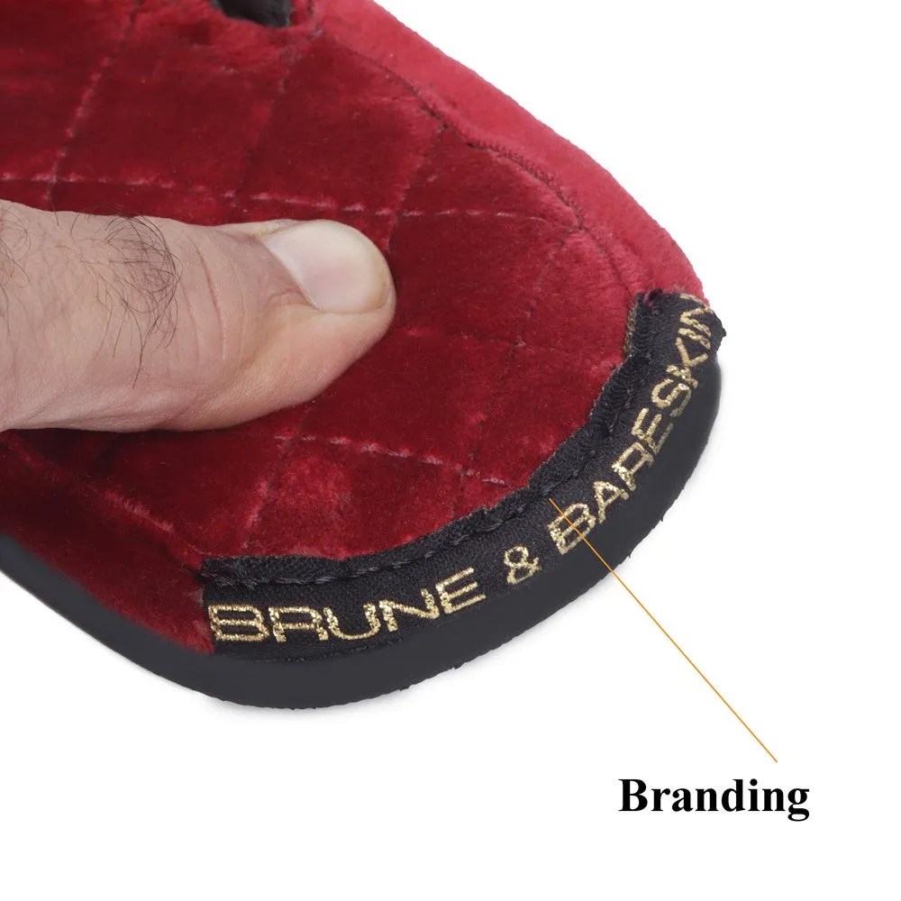 Red V-Strap Velvet Slippers