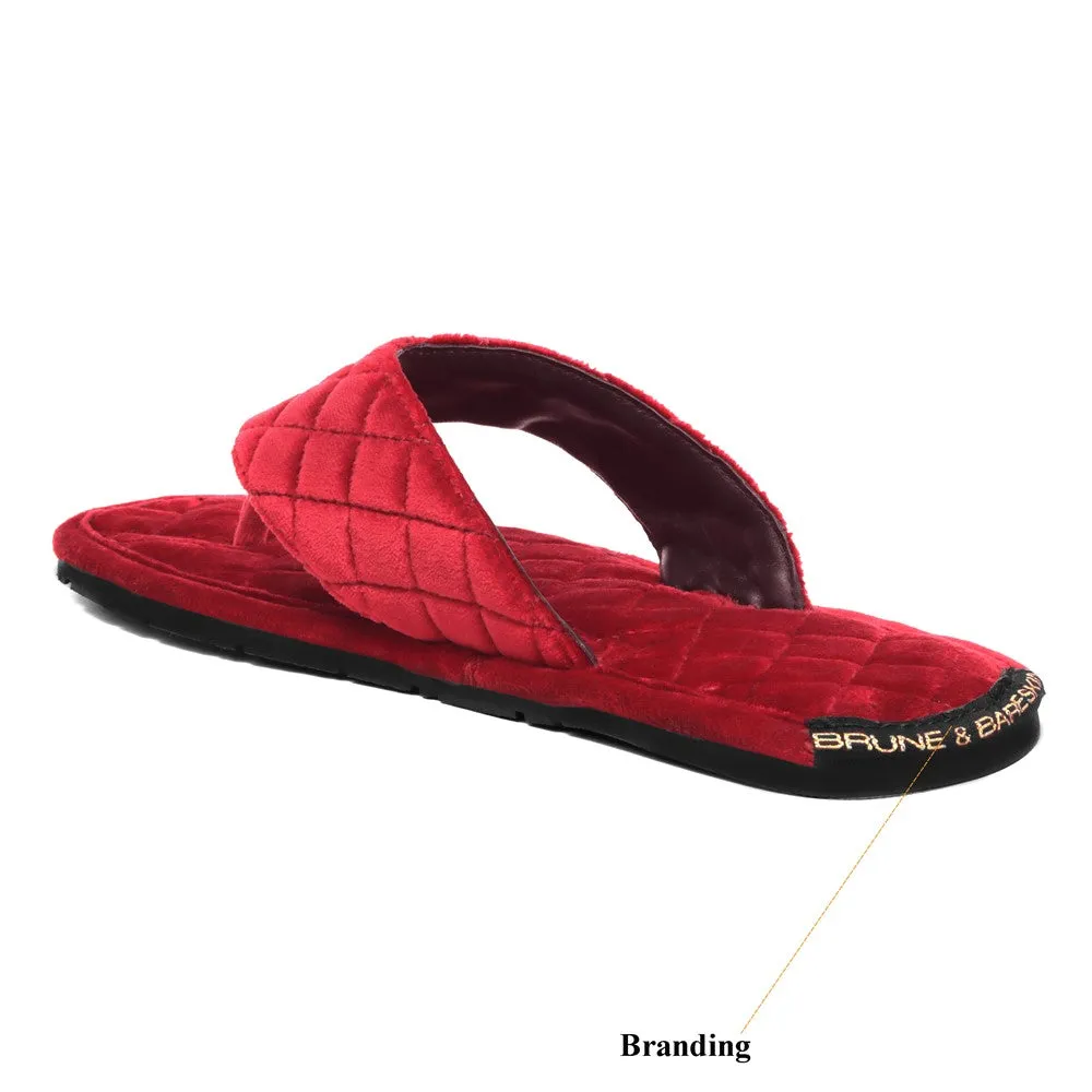 Red V-Strap Velvet Slippers