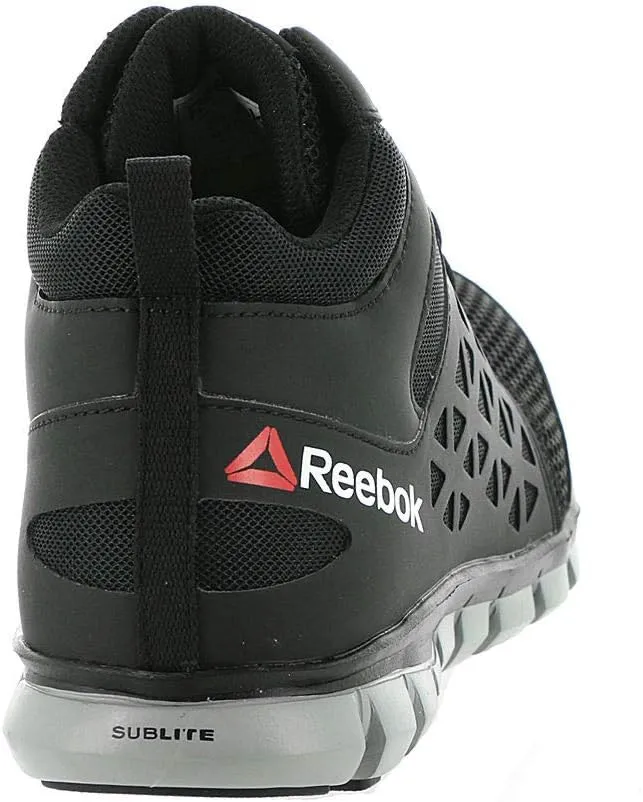 Reebok Mens Sublite Cushion Mid Slip Resistant Alloy Toe Work/Duty - Black