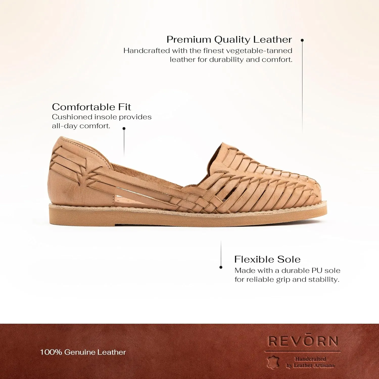 REVORN - SAINT Designer Huarache | Handcrafted Women Sandal | 100% Genuine Leather | Ultra Comfortable Insole | Flexible Sole | Sophisticated Design