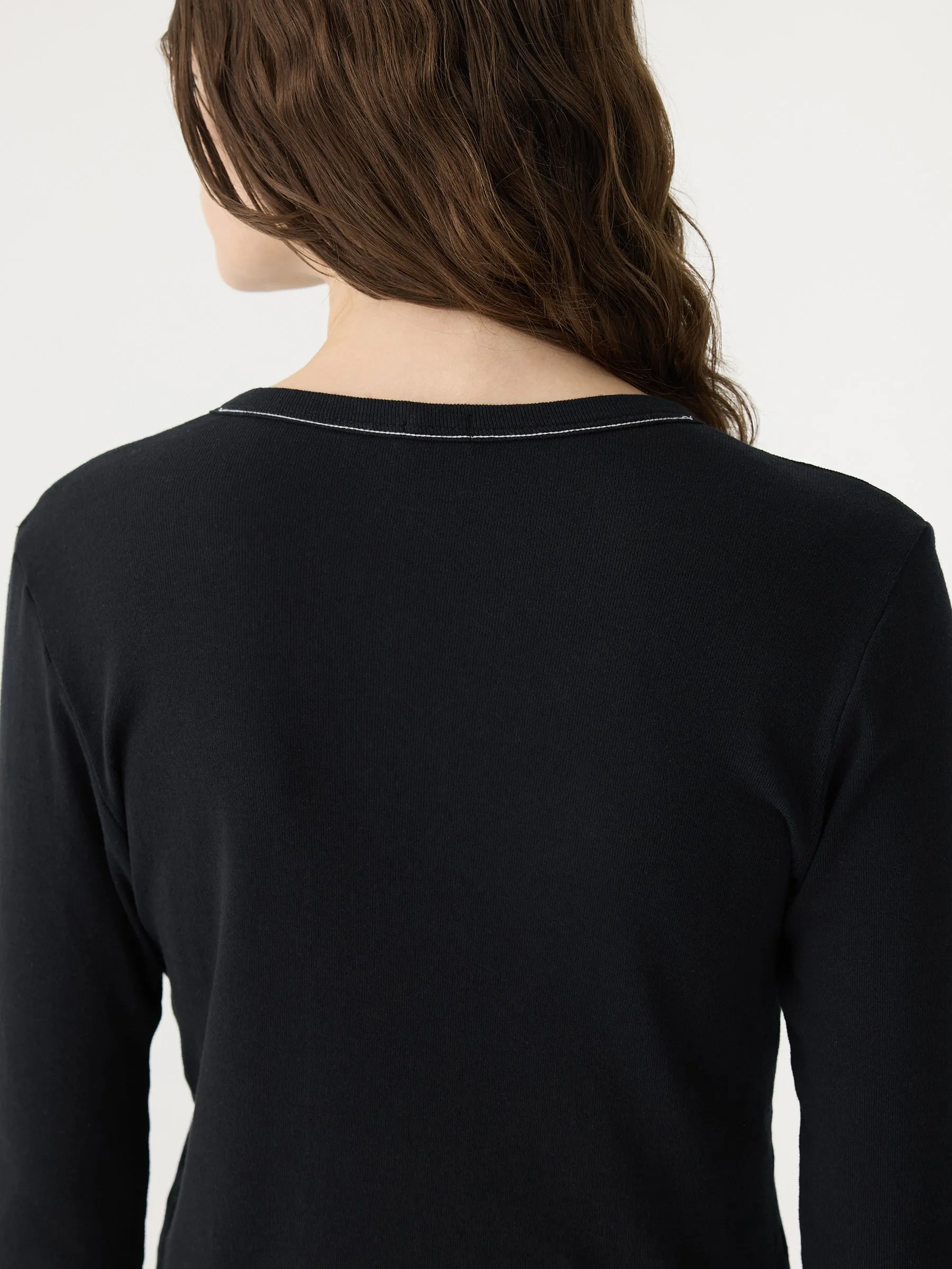 Rib Placket 3/4 Sleeve T-Shirt