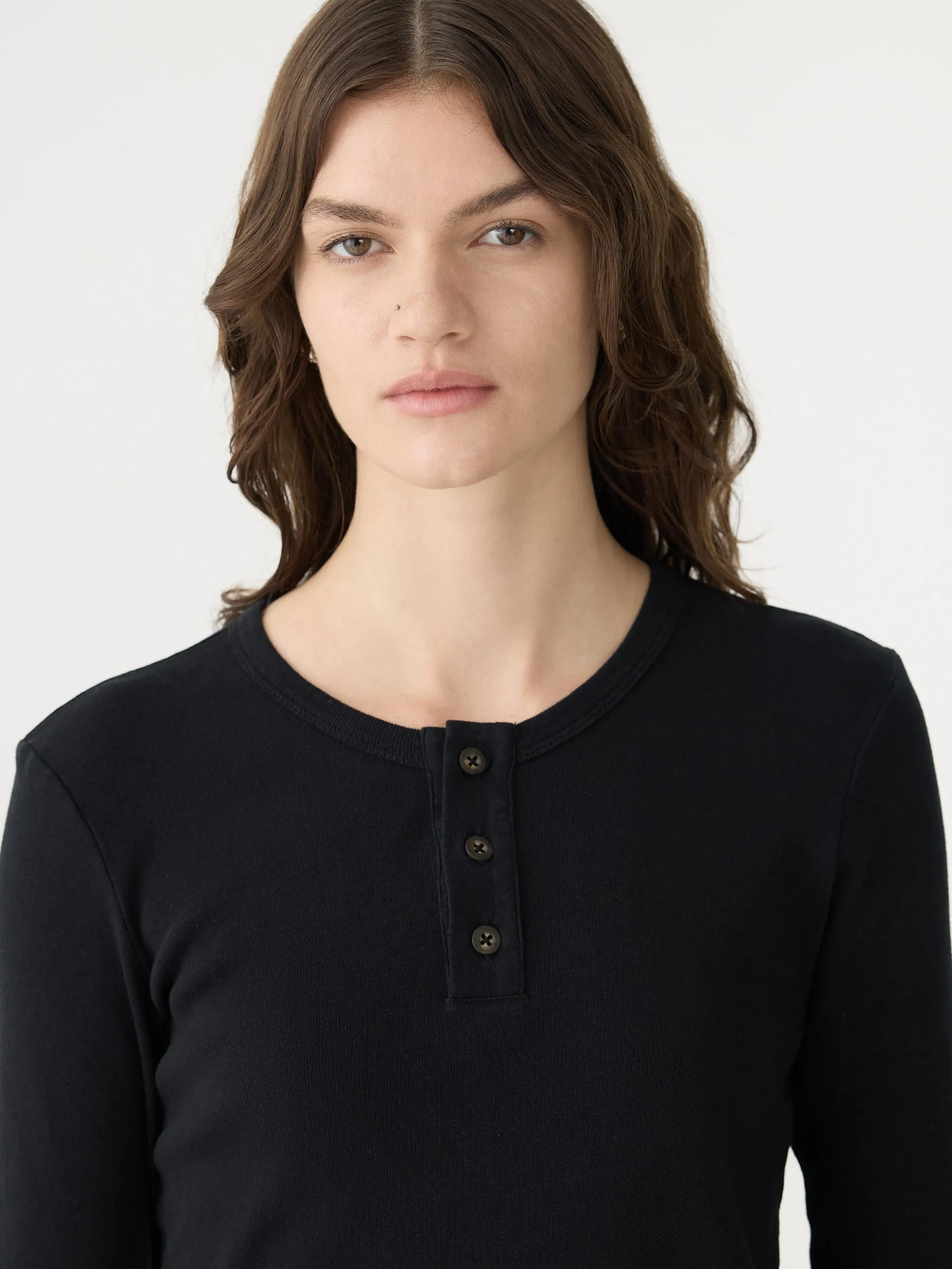 Rib Placket 3/4 Sleeve T-Shirt