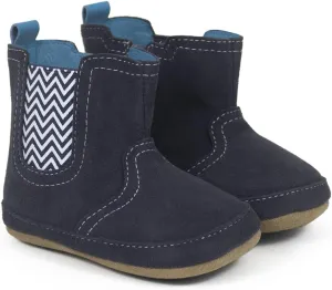 Robeez Baby Boys First Kicks, Maddox Navy Suede, 3-6 Months