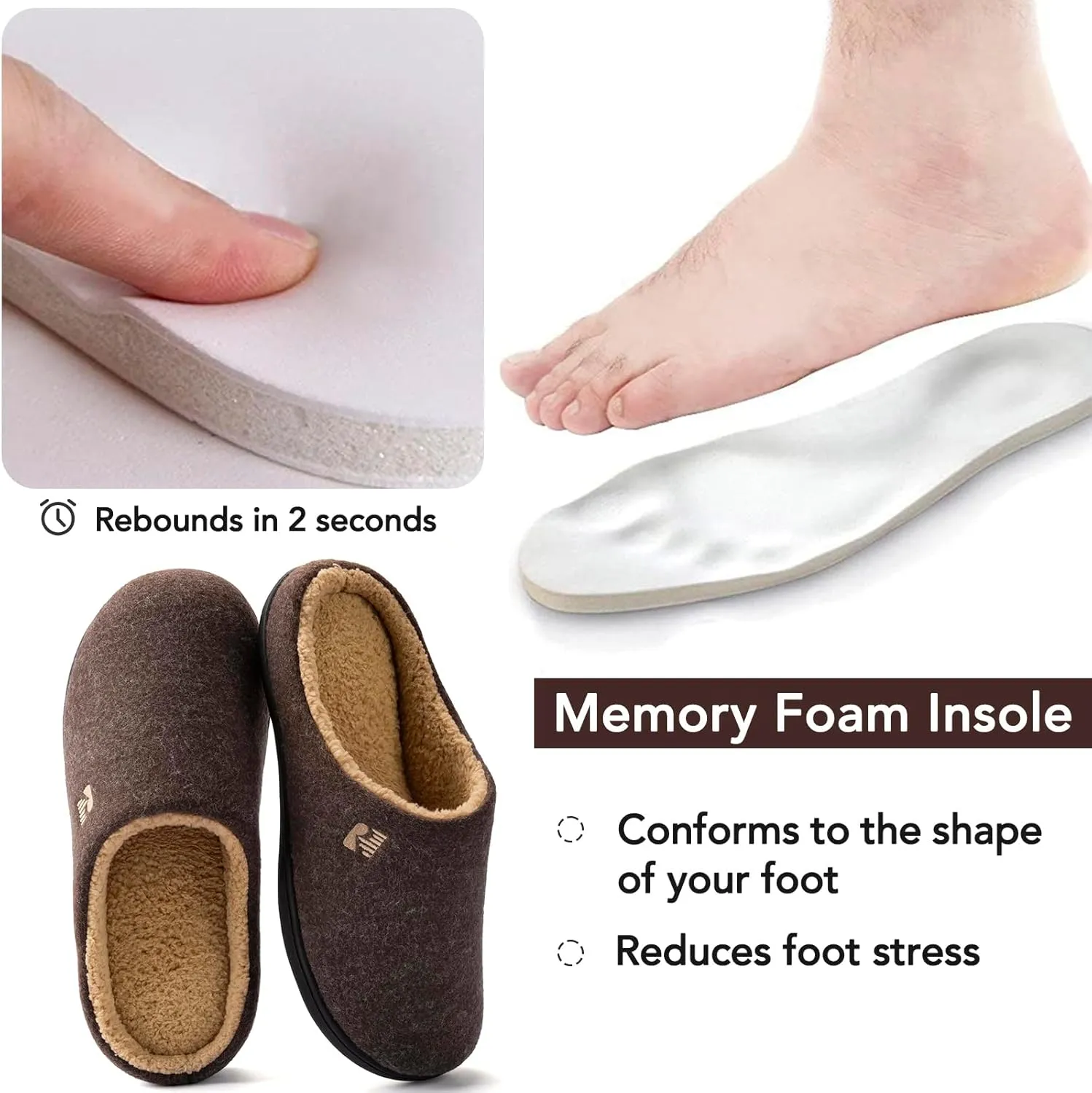 RockDove Men's Sherpa Lined Memory Foam Clog Slipper
