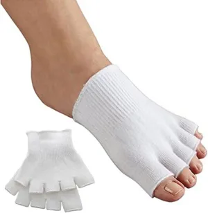 RockWearZ Open Toe Alignment Socks Gel-Lined Foot Massage Separator Spacer Relaxing Stretch Tendon Pain Relief Yoga Sports Gym (White)