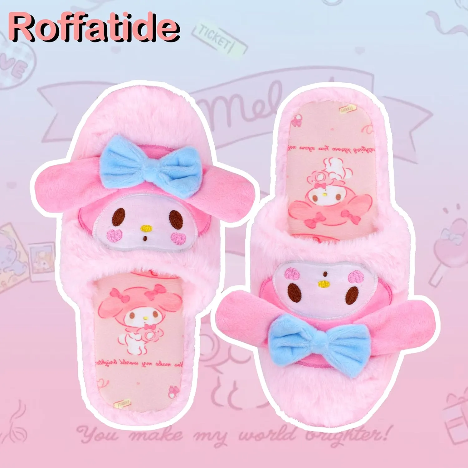 Roffatide Anime Slippers Plush Slippers Furry Indoor Slide Slipper Bedroom Shoes House floor Slipper for Women girls