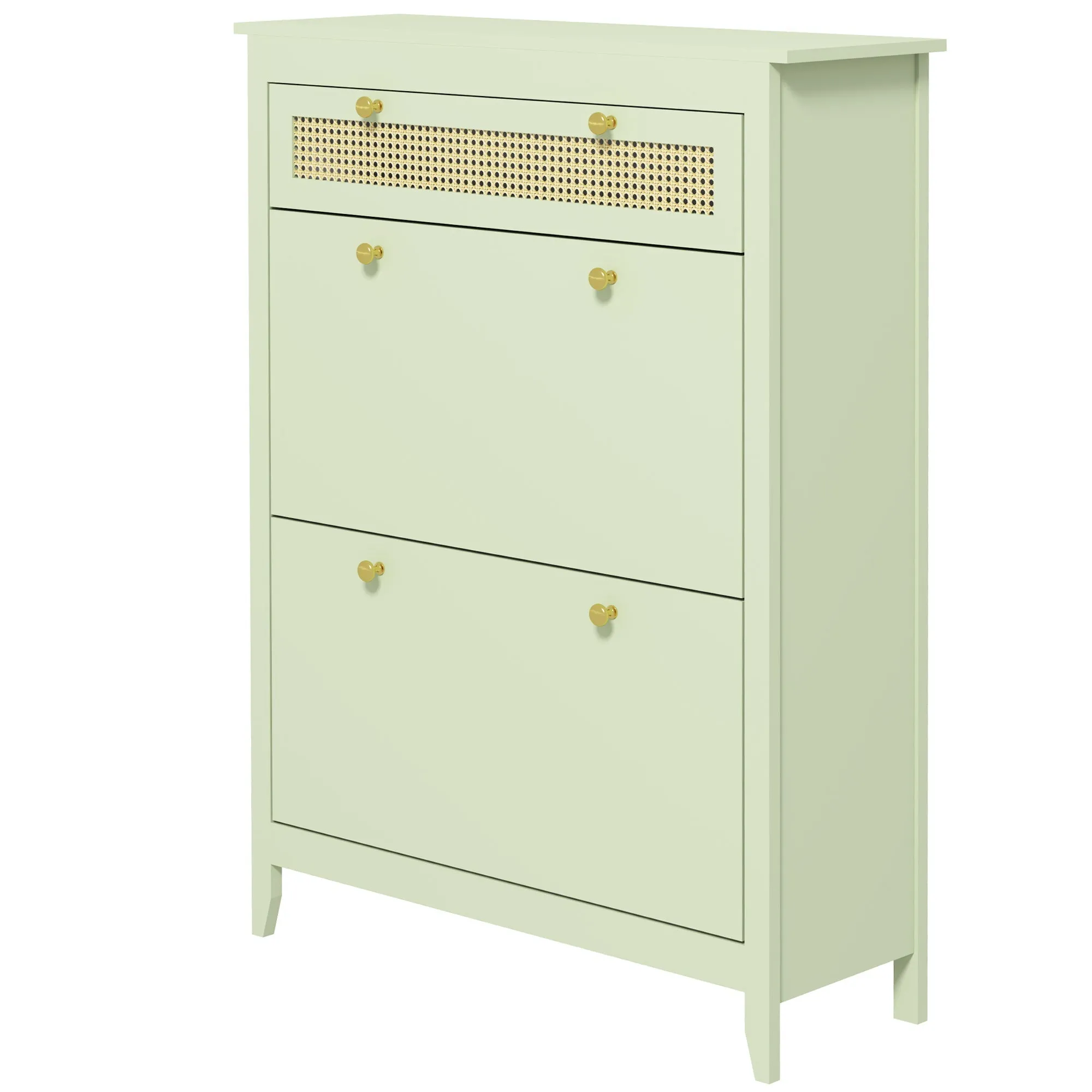 Rootz Shoe Cabinet - Shoe Chest - Shoe Storage - Organizes 12 Pairs - 88 x 30 x 120 cm - Green