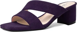 ROSERWISH Womens Wedding Fashion Slip On Suede Dress Open Toe Chunky Low Heel Heeled Sandals 2 Inch