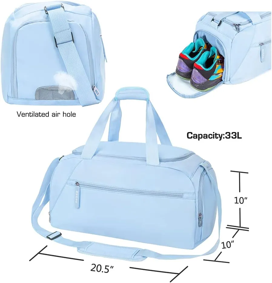 ROTOT Gym Duffel Bag, Gym Bag with Waterproof Shoe Pouch, Weekend Travel Bag with a Water-resistant Insulated Pocket