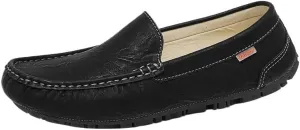 Round Toe Faux Leather Mens Loafers Shoe Moccasins Lightweight Flat Heel Flexible Casual Walking Slip On