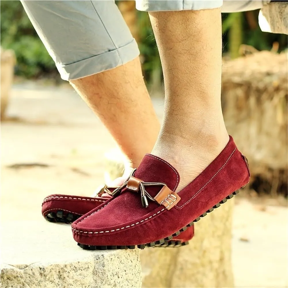 Round Toe Suede Vamp Driving Style Loafer Men's Resistant Comfortable Flexible Classic Loafers