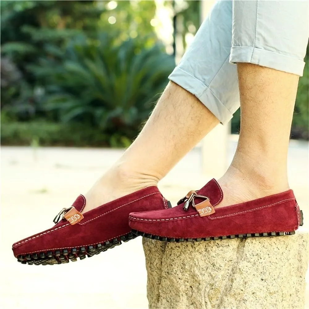Round Toe Suede Vamp Driving Style Loafer Men's Resistant Comfortable Flexible Classic Loafers