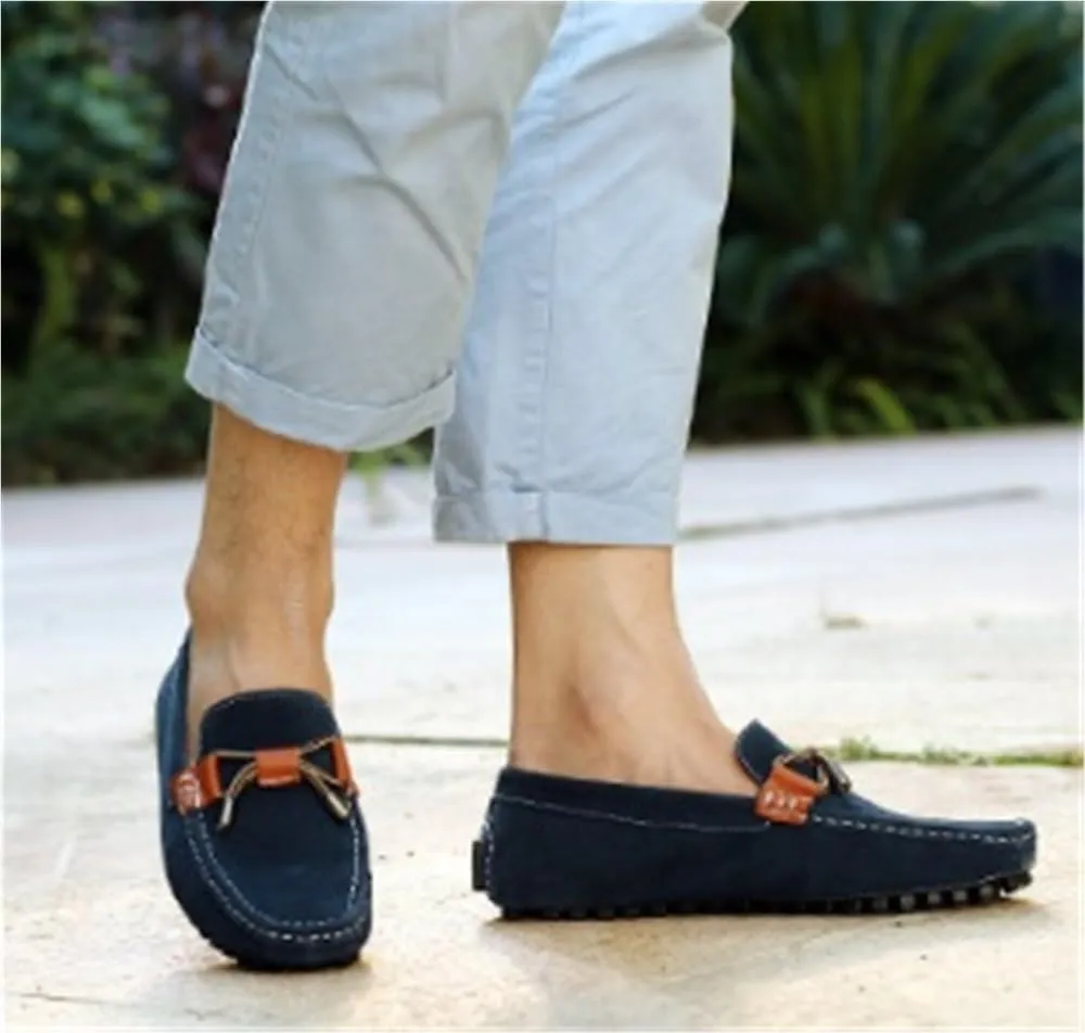 Round Toe Suede Vamp Driving Style Loafer Men's Resistant Comfortable Flexible Classic Loafers