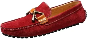 Round Toe Suede Vamp Driving Style Loafer Men's Resistant Comfortable Flexible Classic Loafers