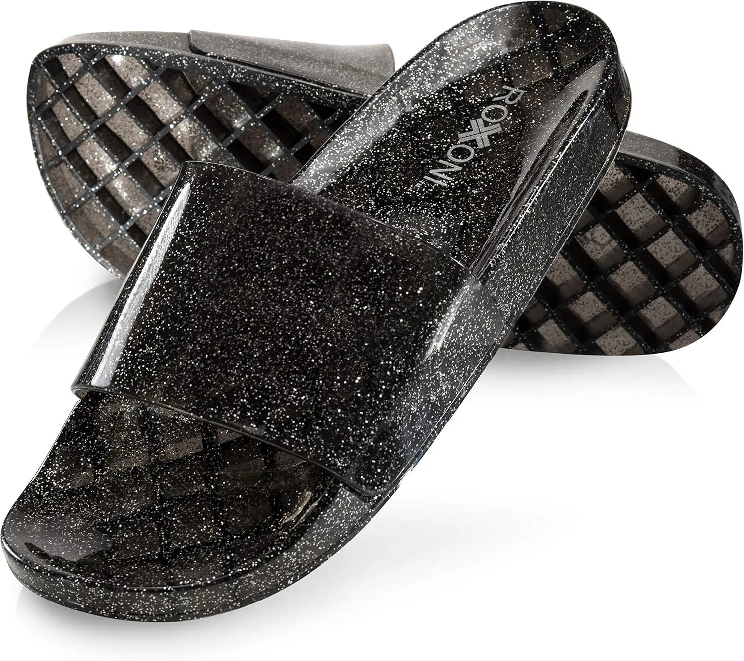 Roxoni Women's Summer Flip Flop Open Toe Jelly Glitter Slide Sandal Slippers