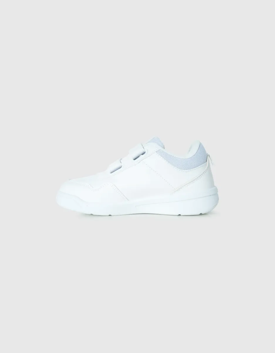 Samara Youth Velcro Sneakers in White Mono