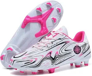 SANEARDE Boys Fashion Soccer Cleats Outdoor/Indoor Athletic Youth Flexible Football Shoes Ground Training Sneakers Lightweight Comfortable Little Kids/Big Kids