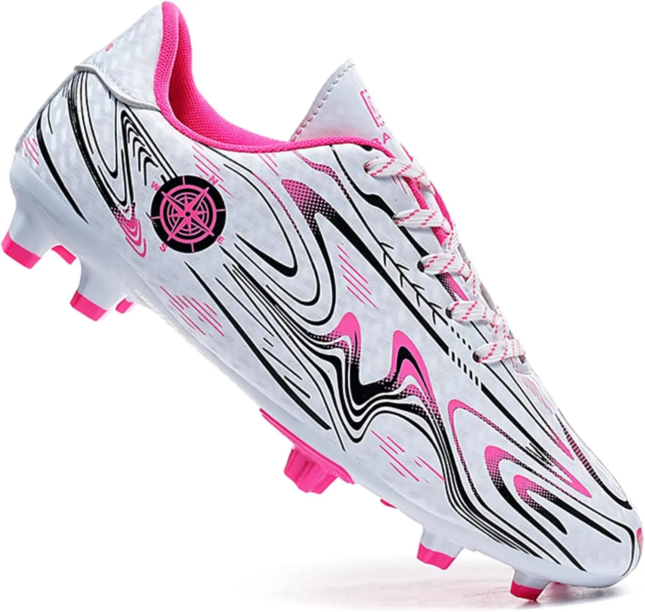 SANEARDE Boys Fashion Soccer Cleats Outdoor/Indoor Athletic Youth Flexible Football Shoes Ground Training Sneakers Lightweight Comfortable Little Kids/Big Kids