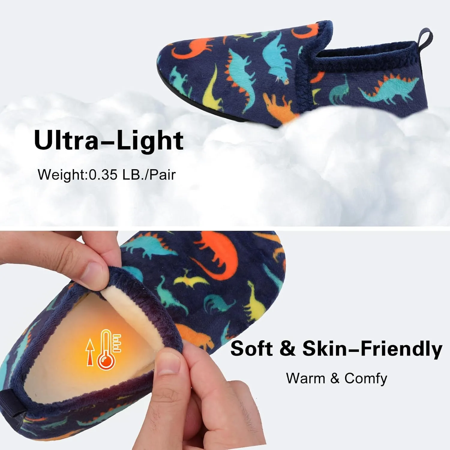 Scurtain Unisex Big Kids Little Kids Slippers Socks Artificial Woolen Slippers with Non-slip Rubber Sole for Big Boys Girls Little Boys Girls
