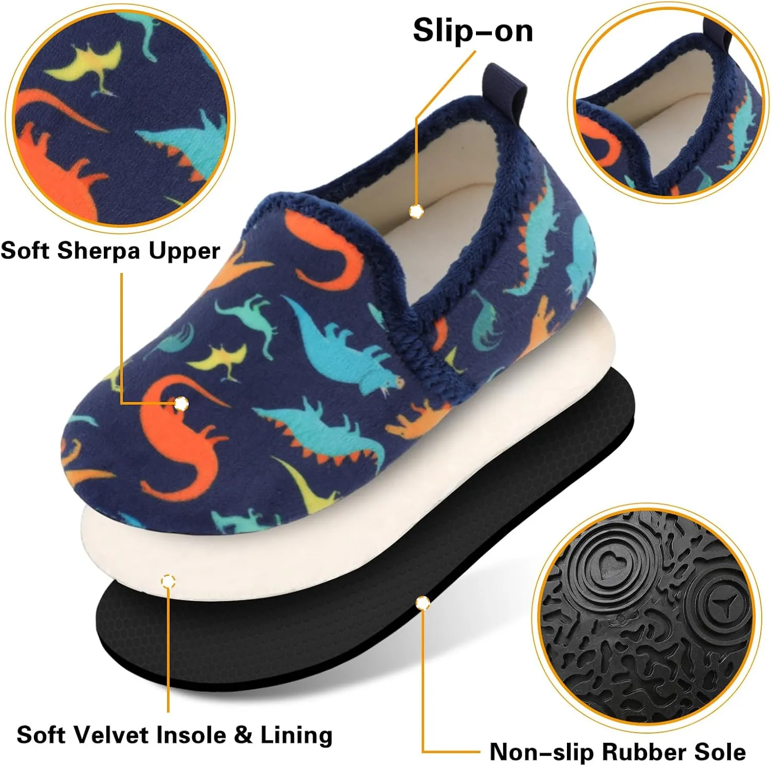 Scurtain Unisex Big Kids Little Kids Slippers Socks Artificial Woolen Slippers with Non-slip Rubber Sole for Big Boys Girls Little Boys Girls