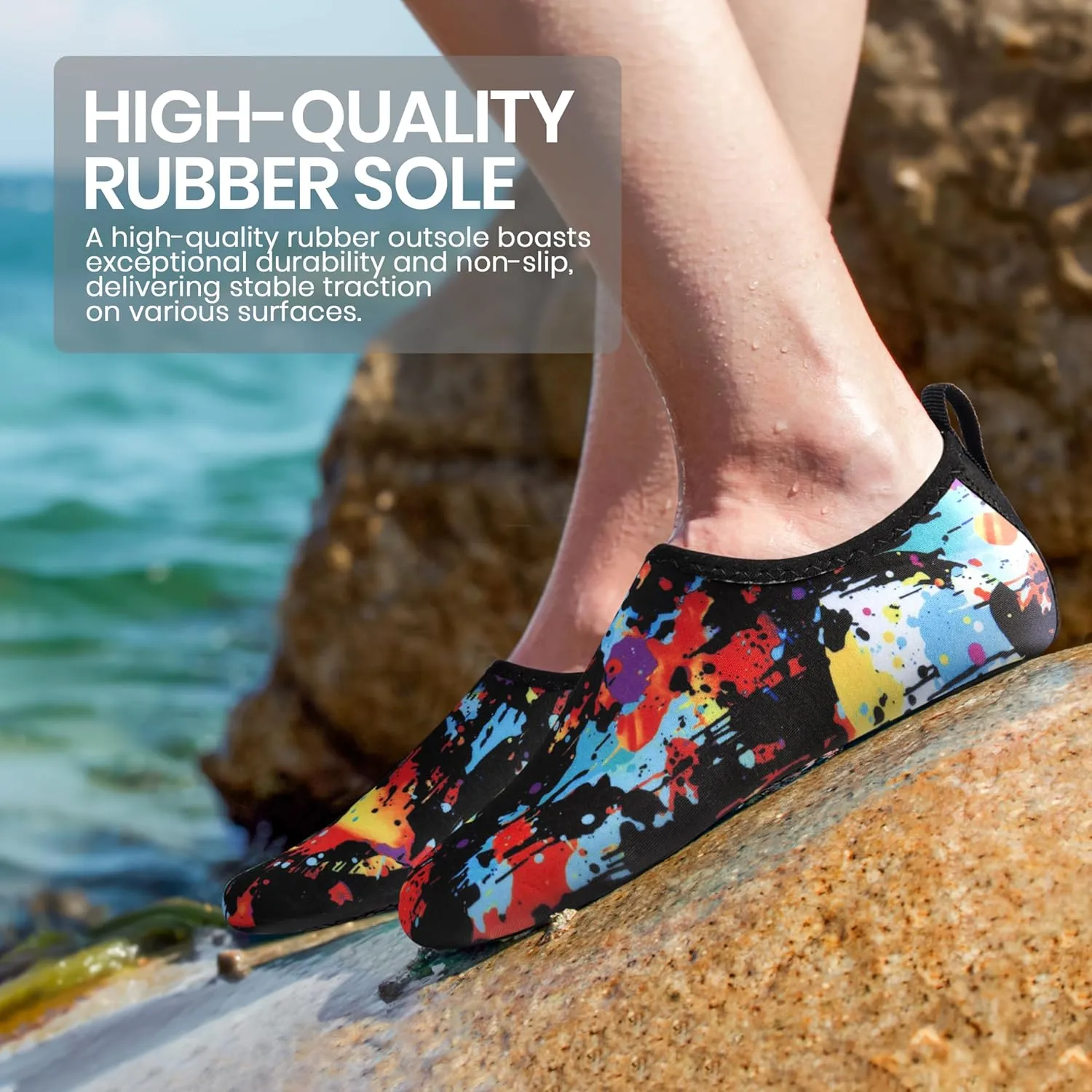 SEEKWAY Water Shoes Women Men Adult Quick-Dry Aqua Socks Barefoot Non Slip for Beach Swim River Pool Lake surf Black SK002(U)