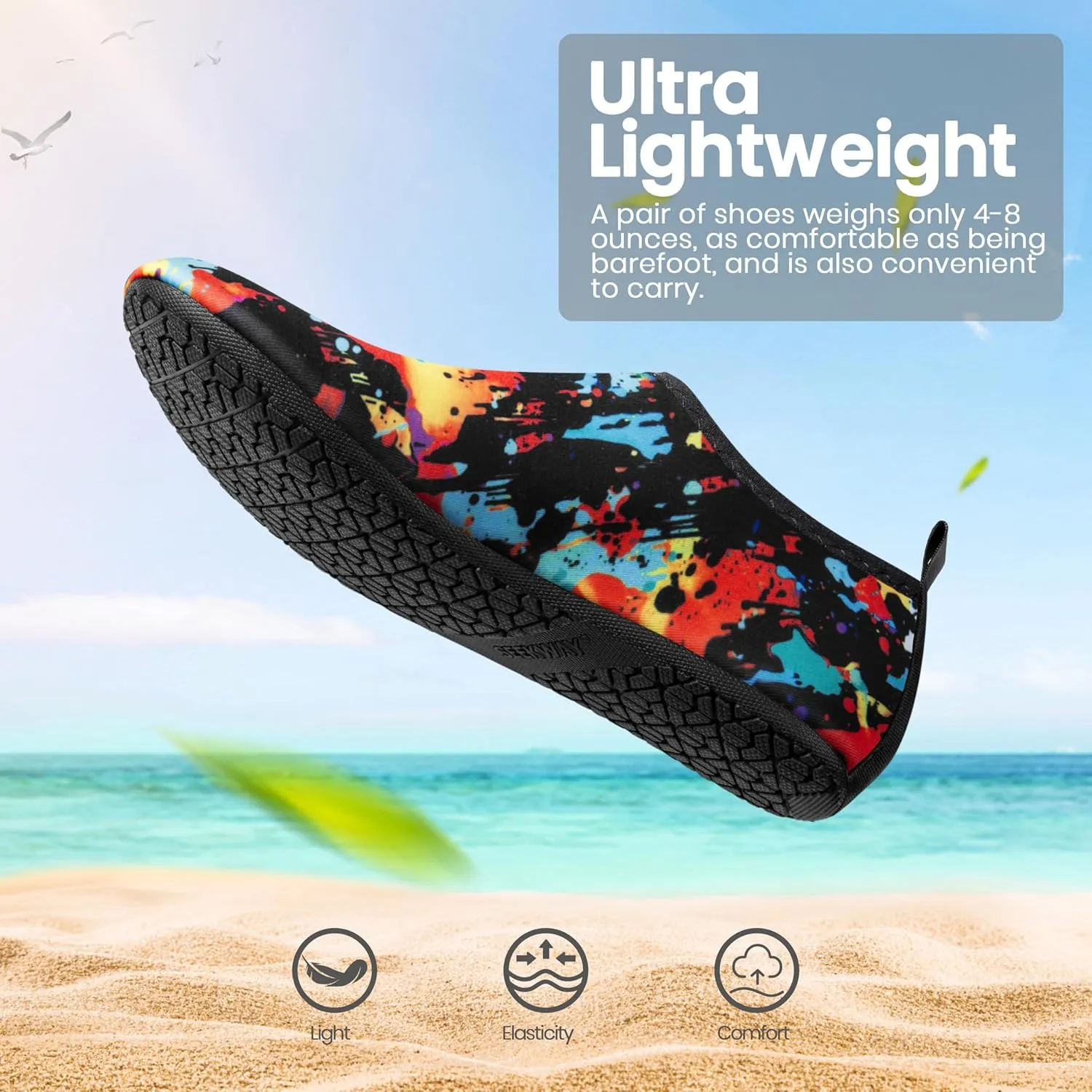 SEEKWAY Water Shoes Women Men Adult Quick-Dry Aqua Socks Barefoot Non Slip for Beach Swim River Pool Lake surf Black SK002(U)