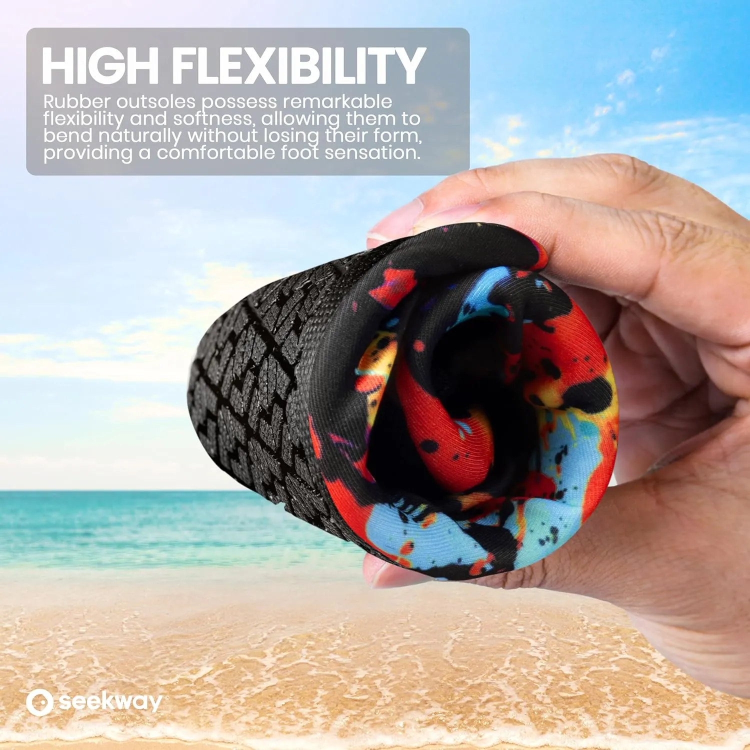 SEEKWAY Water Shoes Women Men Adult Quick-Dry Aqua Socks Barefoot Non Slip for Beach Swim River Pool Lake surf Black SK002(U)