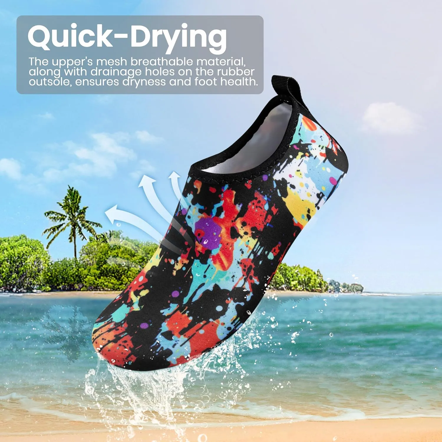 SEEKWAY Water Shoes Women Men Adult Quick-Dry Aqua Socks Barefoot Non Slip for Beach Swim River Pool Lake surf Black SK002(U)