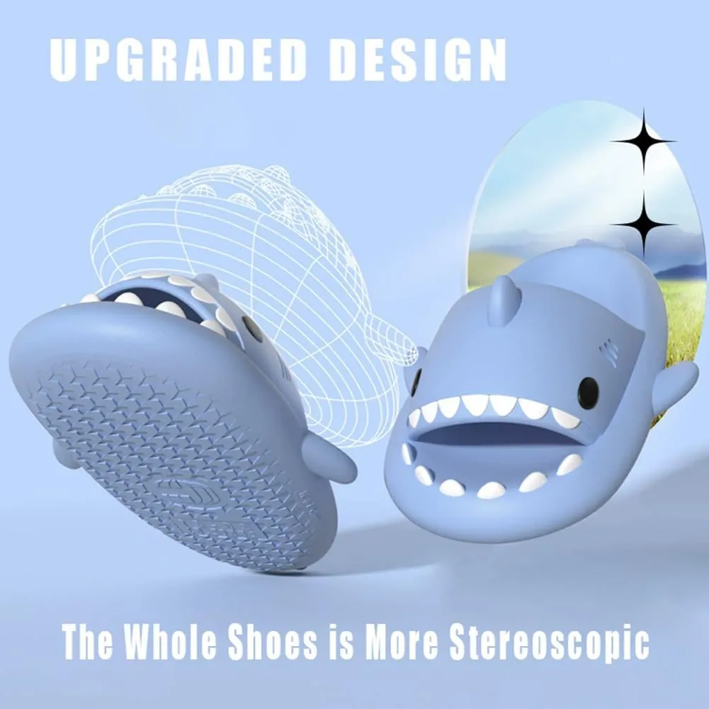 Shark Slides Kids, Cute Shark Cloud Slippers for Boys & Girls, Anti-Slip Novelty Open Toe Slides for Summer