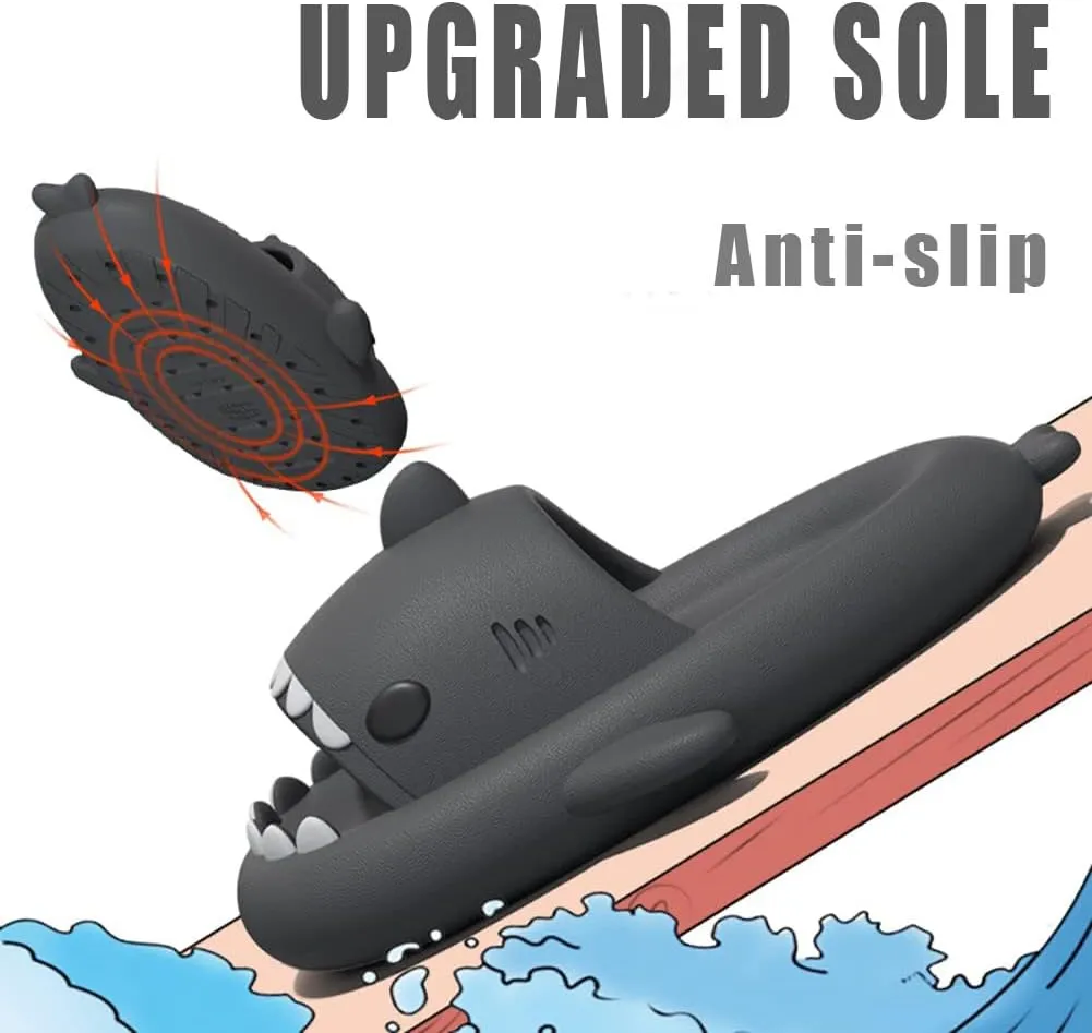 Shark Slides Kids, Cute Shark Cloud Slippers for Boys & Girls, Anti-Slip Novelty Open Toe Slides for Summer