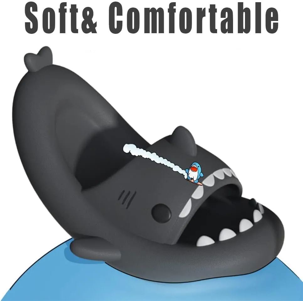 Shark Slides Kids, Cute Shark Cloud Slippers for Boys & Girls, Anti-Slip Novelty Open Toe Slides for Summer