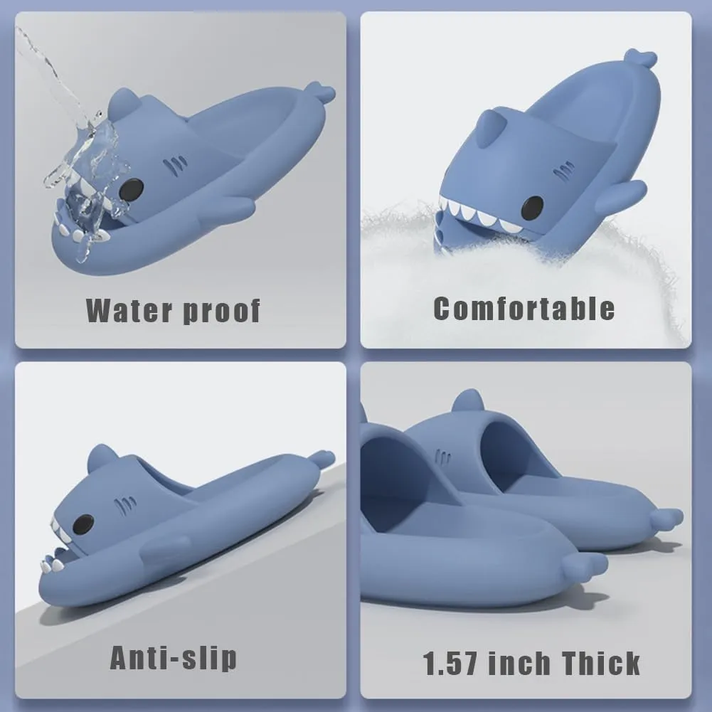 Shark Slides Kids, Cute Shark Cloud Slippers for Boys & Girls, Anti-Slip Novelty Open Toe Slides for Summer